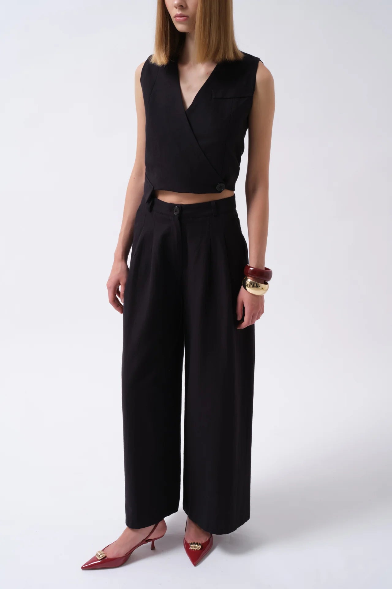 Double Pleated Palazzo Trousers