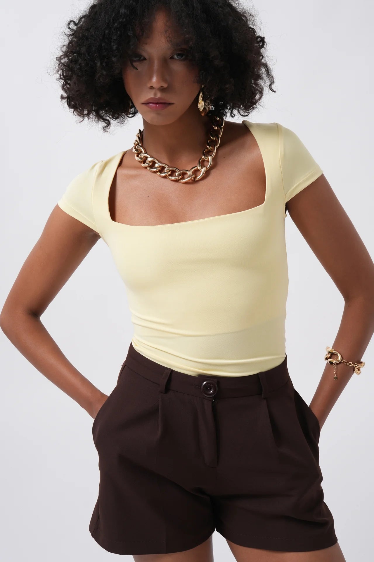 Window Detail Mini Decollete Blouse