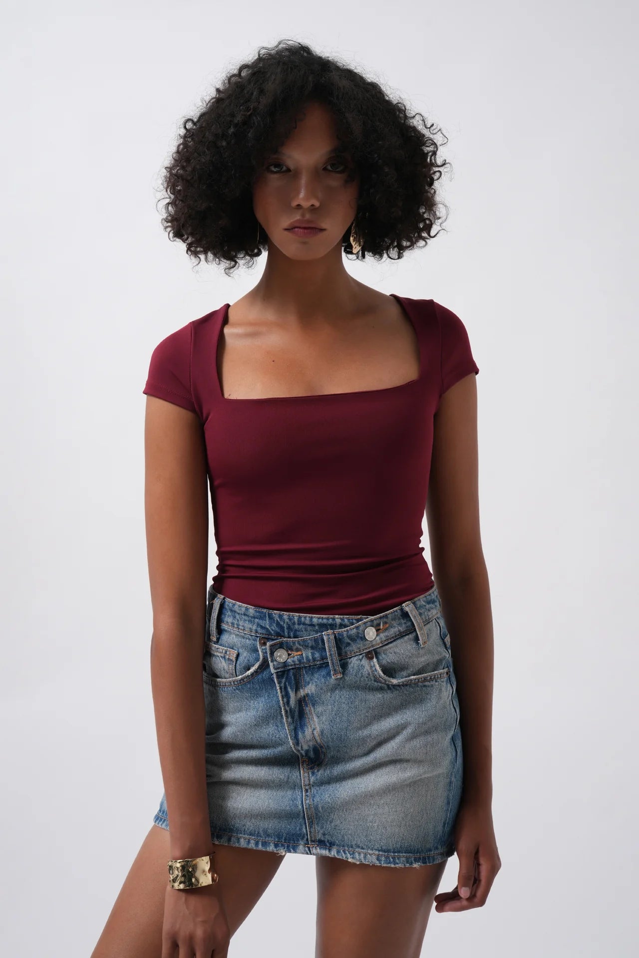 Window Detail Mini Decollete Blouse