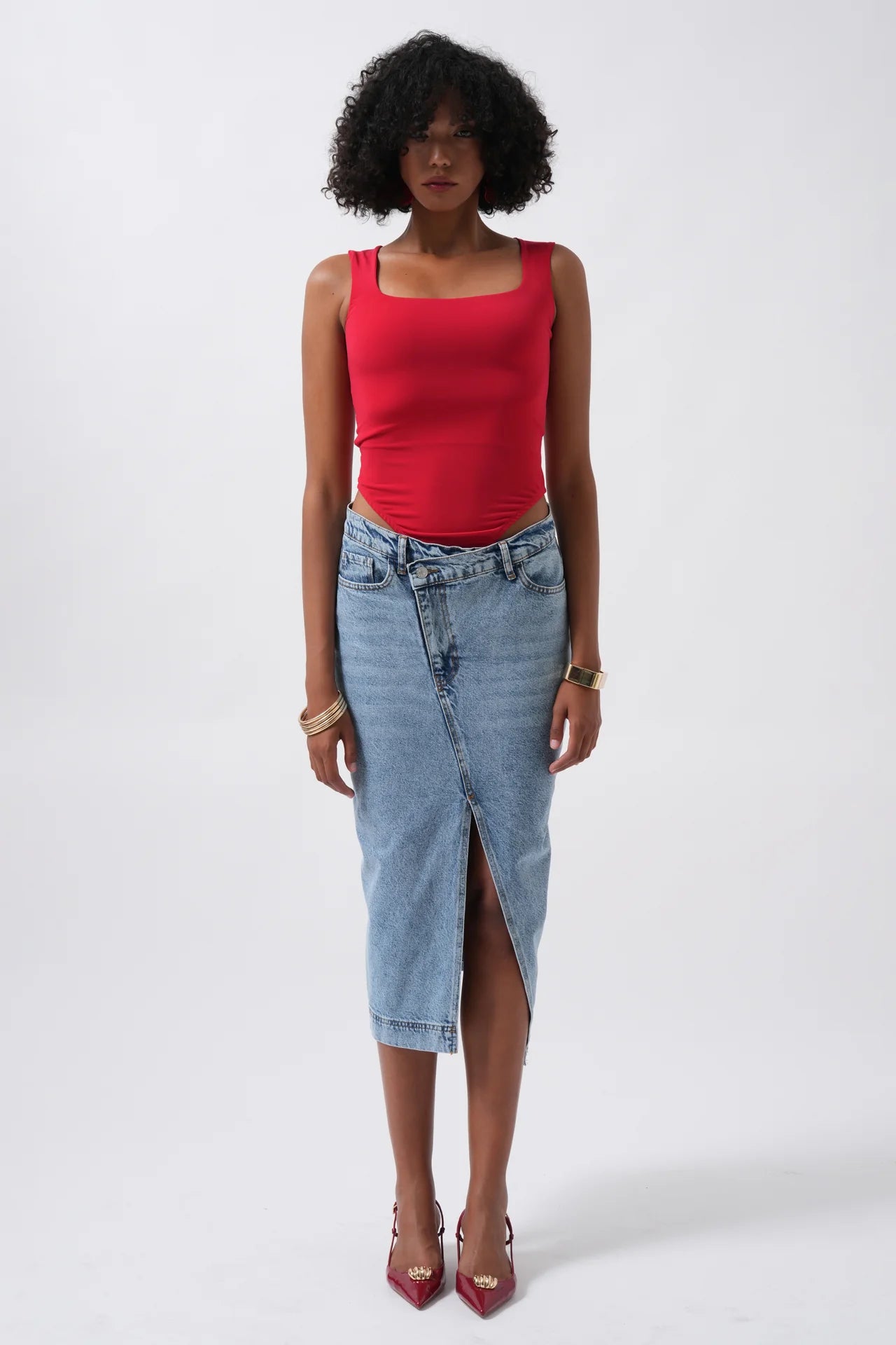 Square Neck Thick Straps Bodysuit