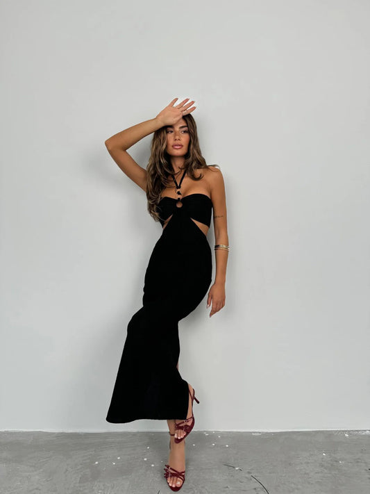 Black Maxi Dress with Neckline