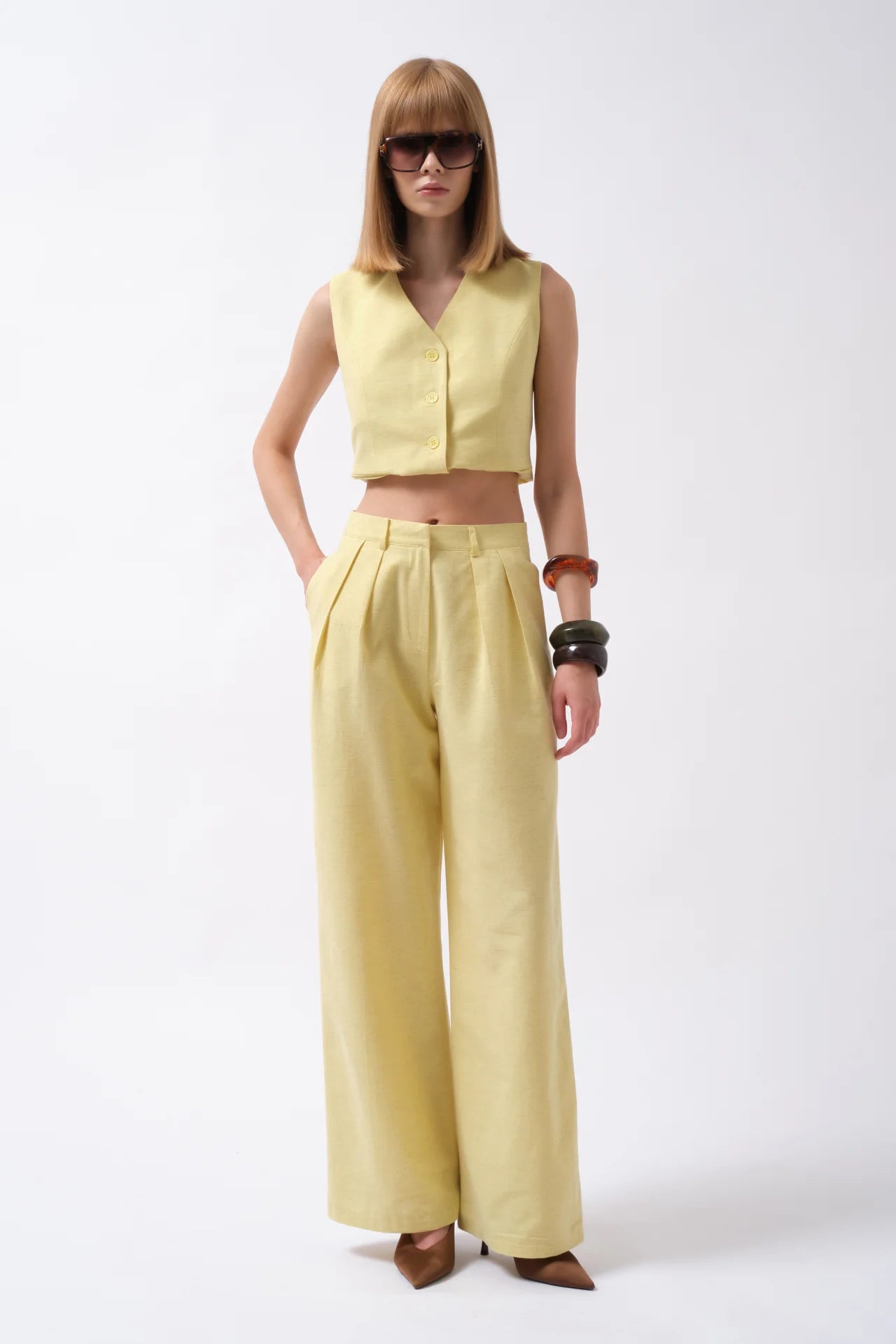 Double Pleated Palazzo Trousers