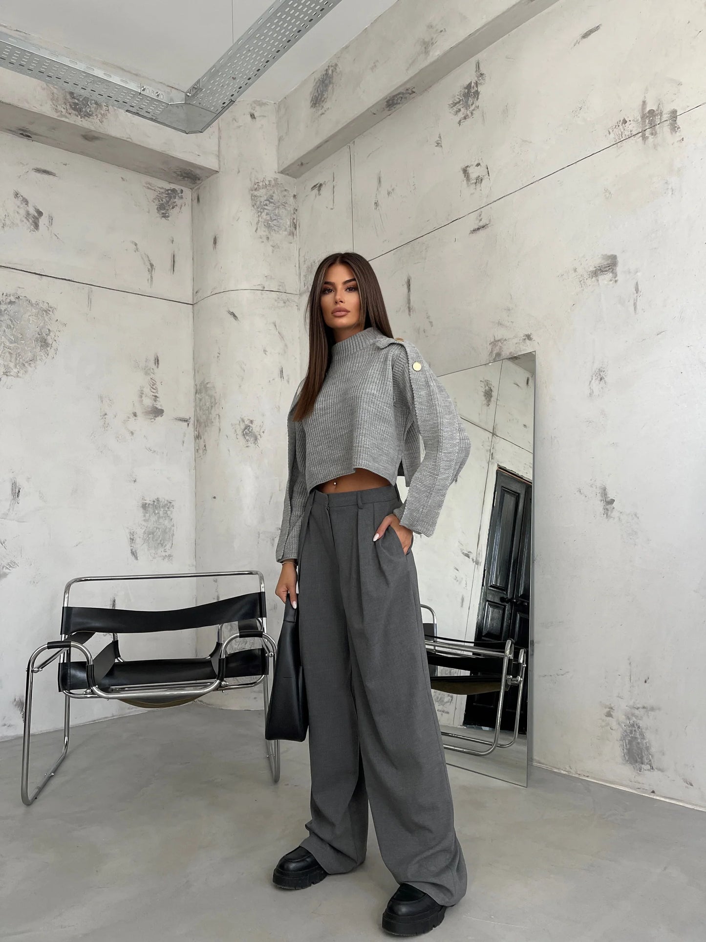 Button Detail Oversize Sweater