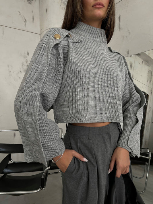 Button Detail Oversize Sweater