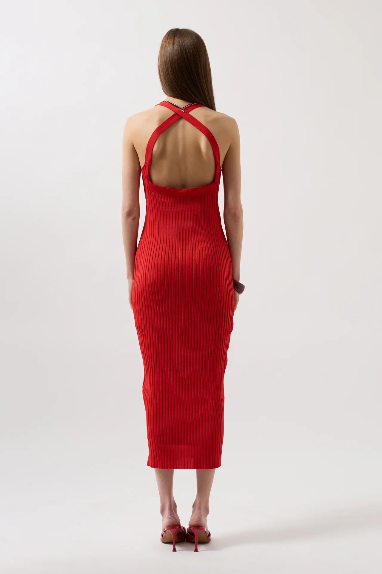 Halter Neck Chain Cross Strap Dress