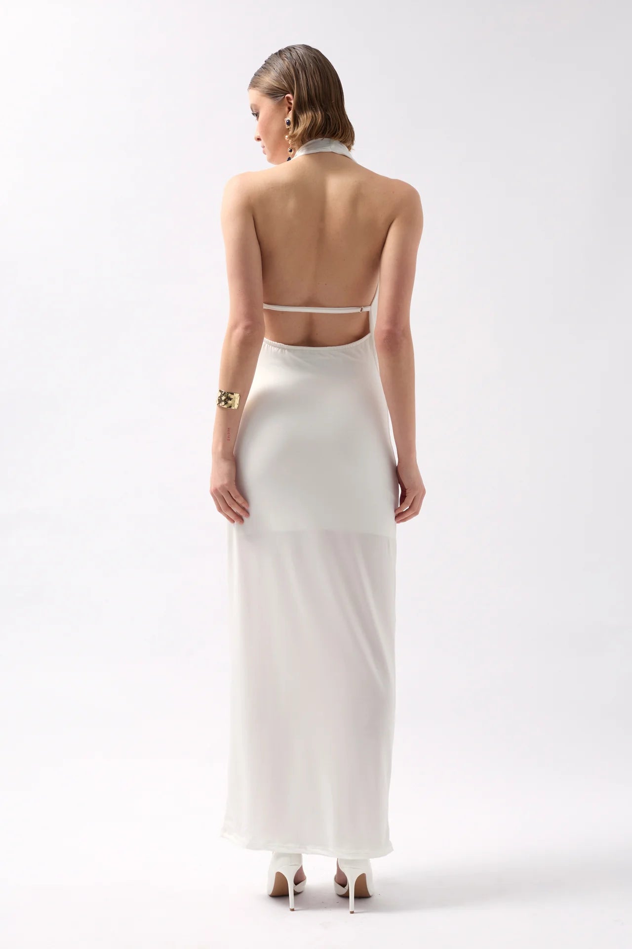 Shawl Collar Low-Cut Maxi Dress