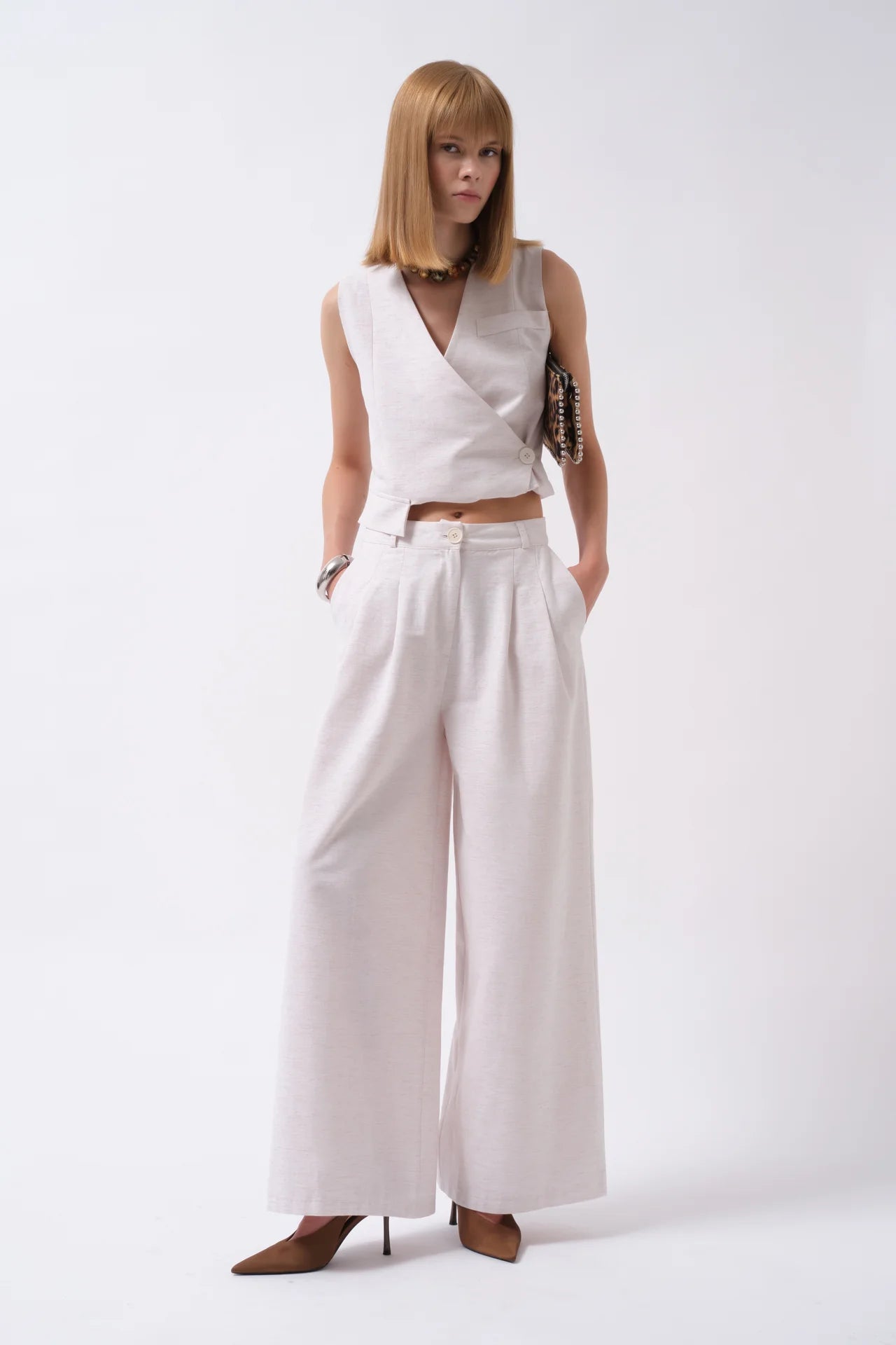 Double Pleated Palazzo Trousers