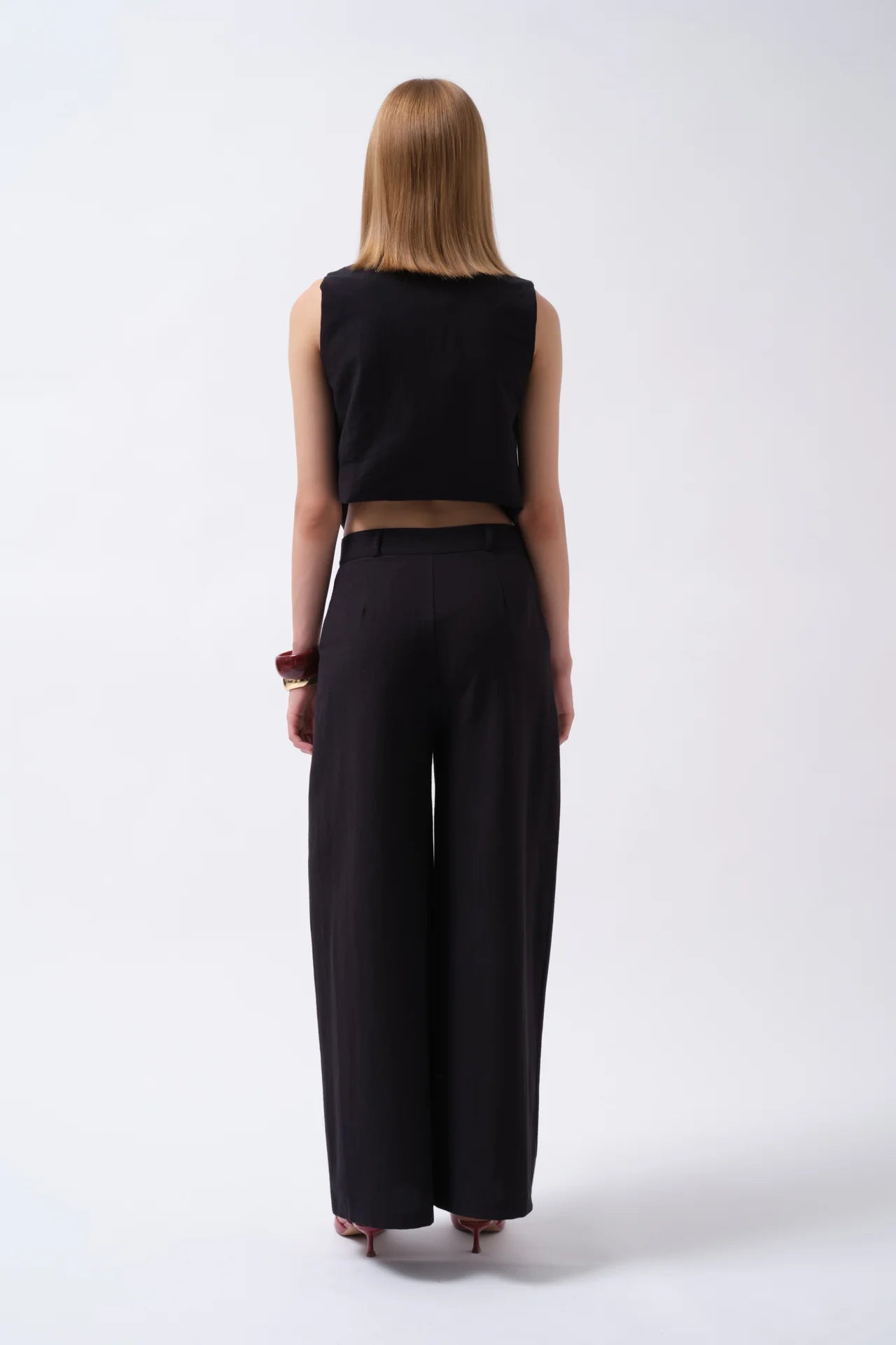 Side Button Asymmetrical Linen Vest