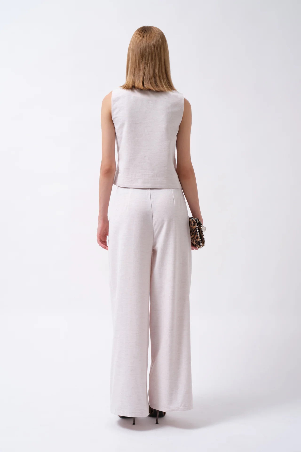 Side Button Asymmetrical Linen Vest