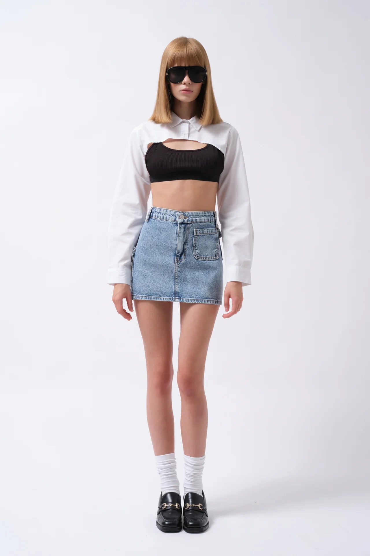 Mini Blue Skirt with Pocket Detail