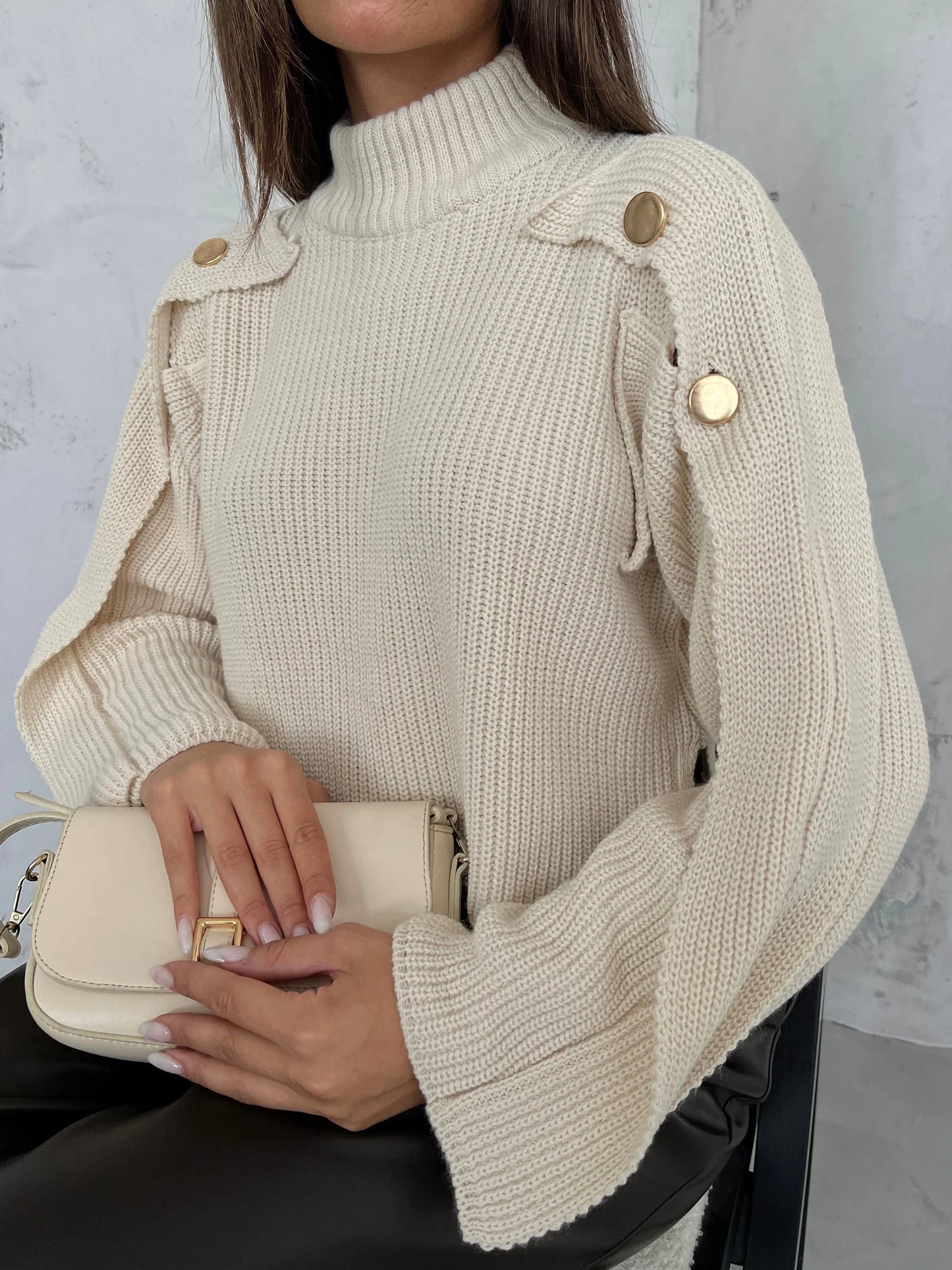 Button Detail Oversize Sweater