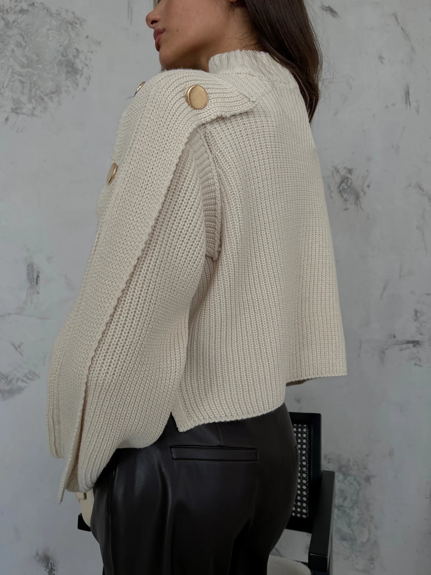 Button Detail Oversize Sweater