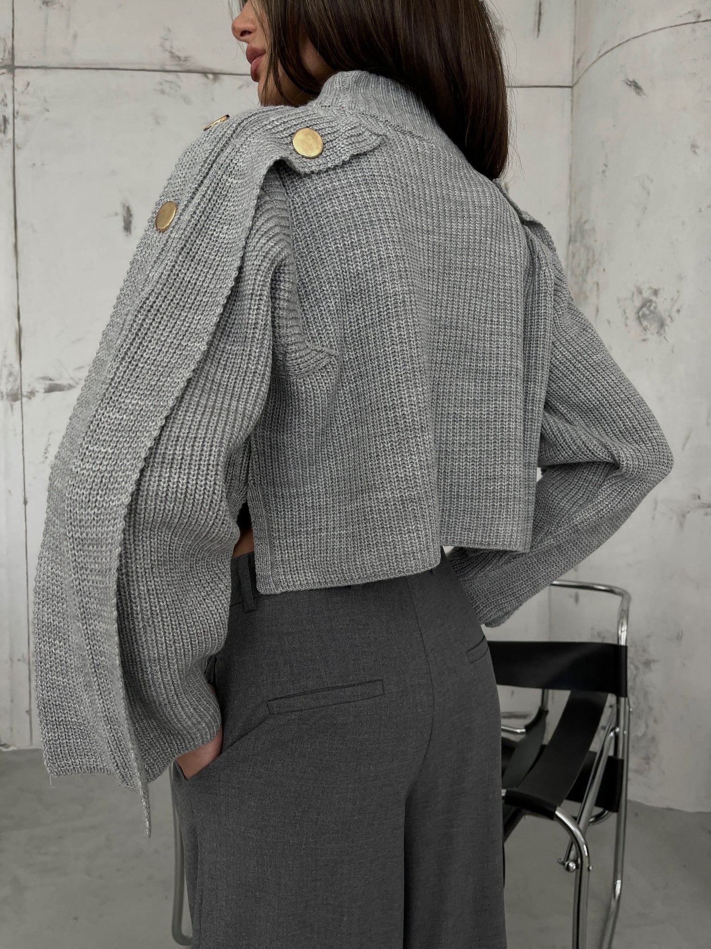 Button Detail Oversize Sweater