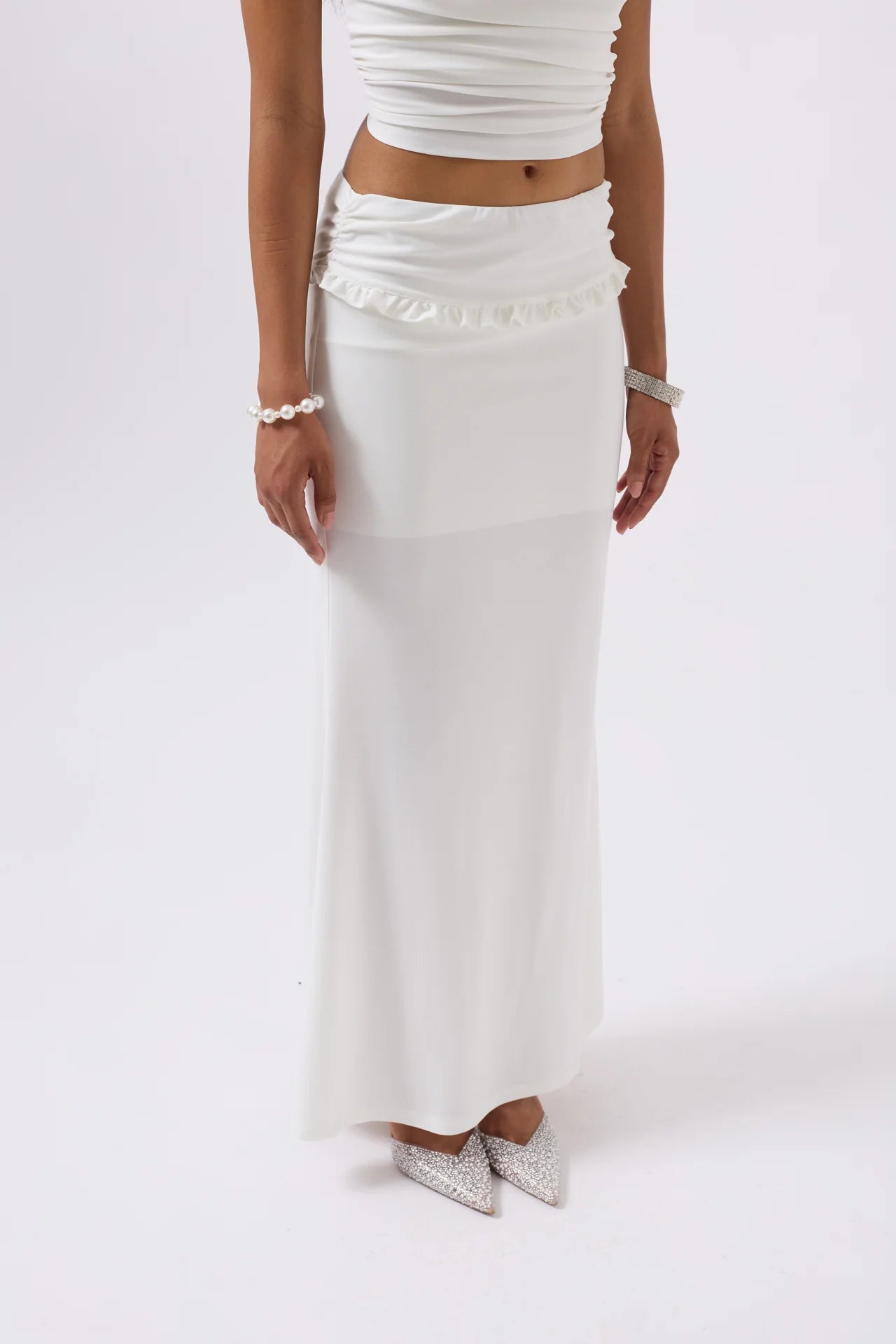 Folded Waist Detail Maxi Skirt