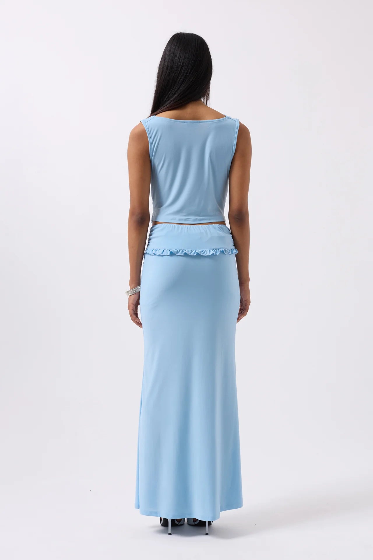 Folded Waist Detail Maxi Skirt