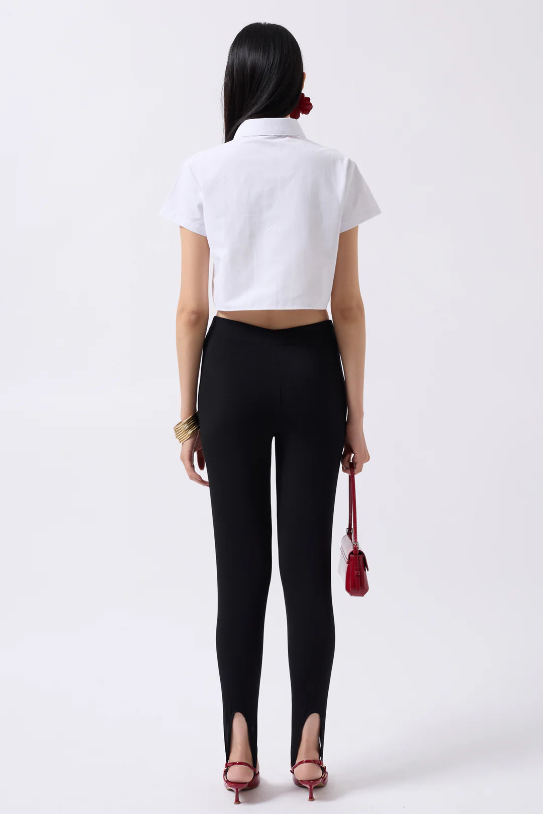 Ribbon Detail Crop Blue Shirt