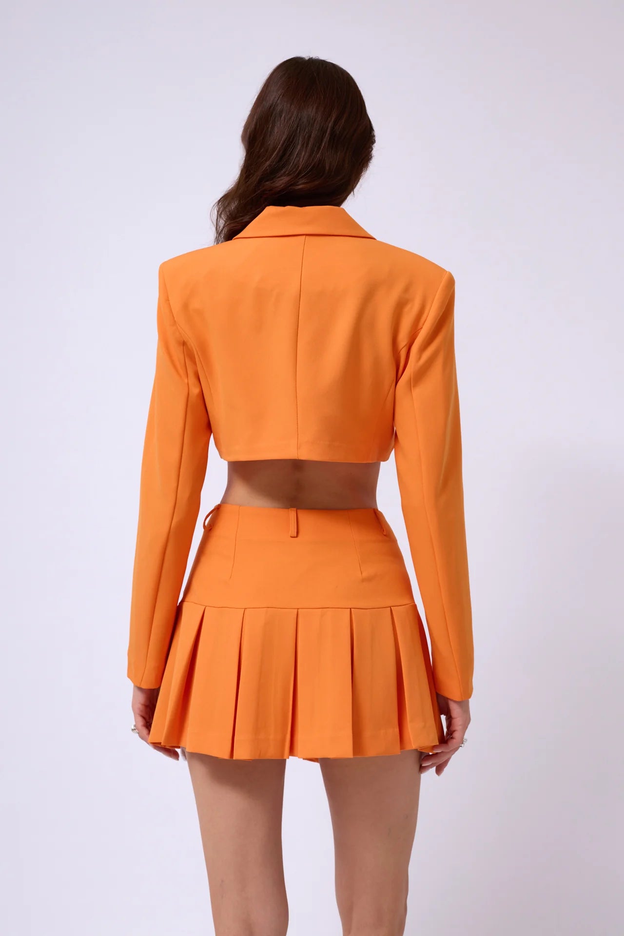 Pleated Skirt Crop Jacket Set