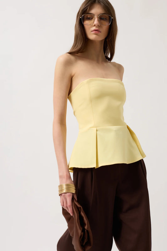 Pleated Strapless Blouse