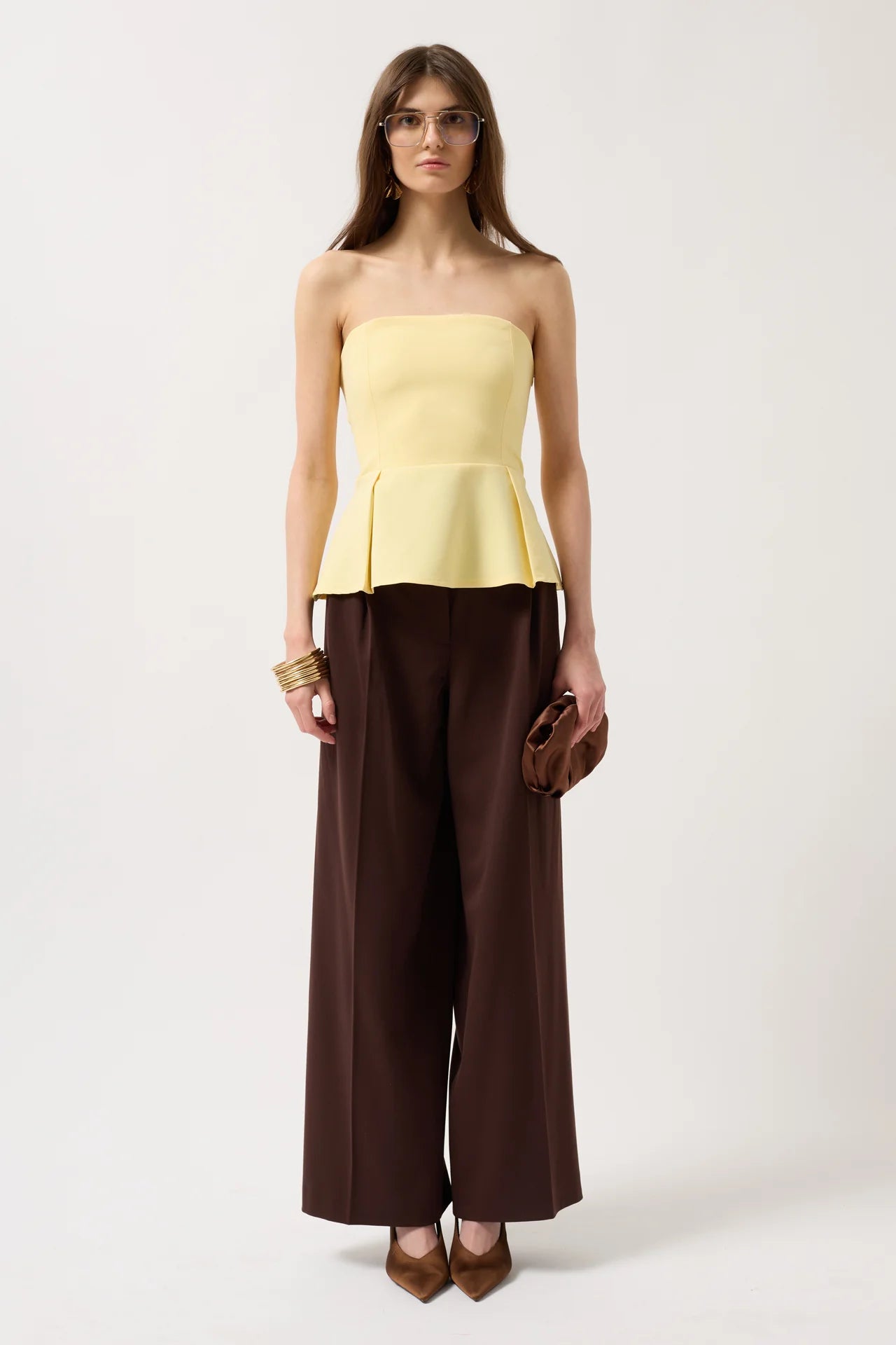 Pleated Strapless Blouse