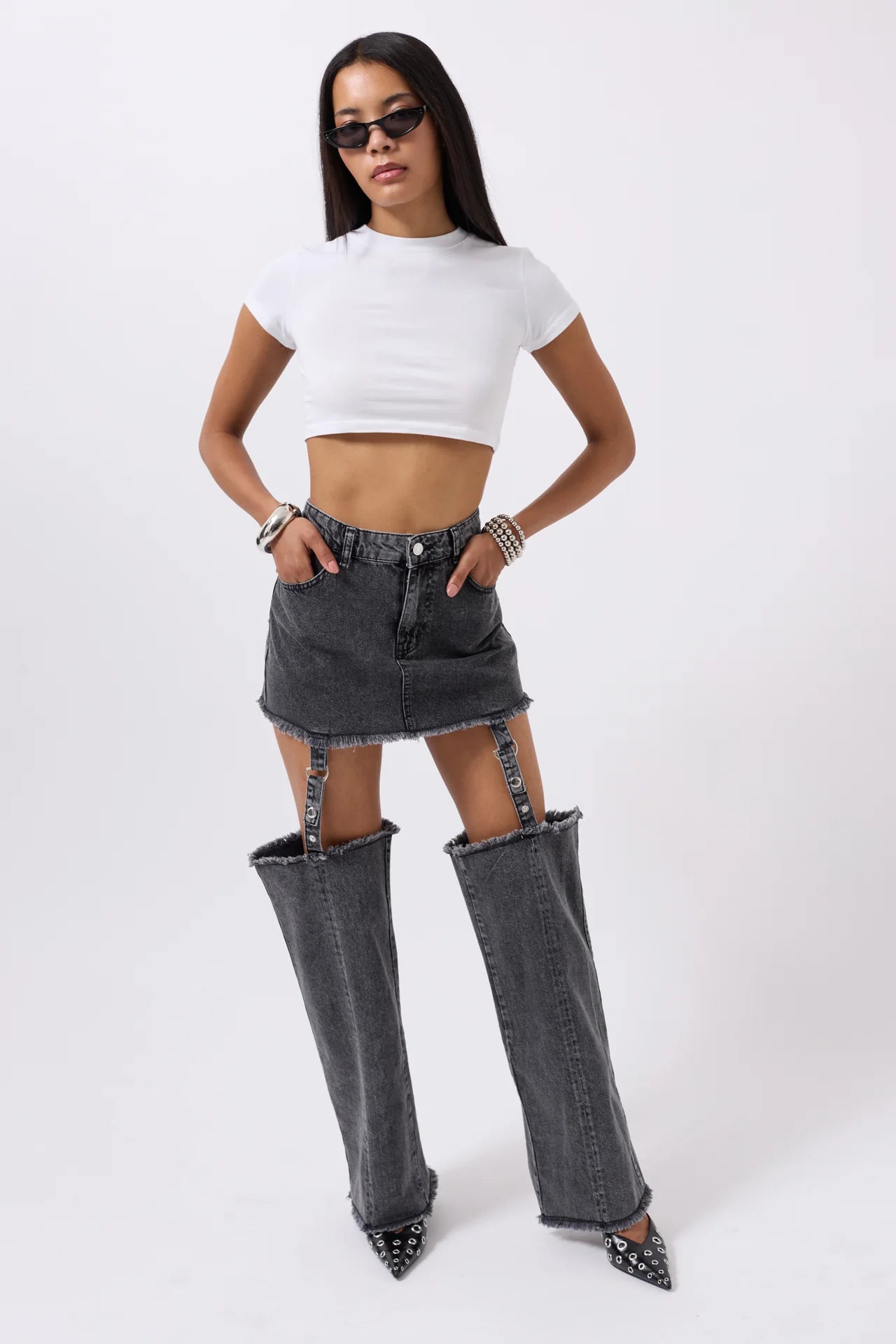 Leggings Detail High Waist Jeans