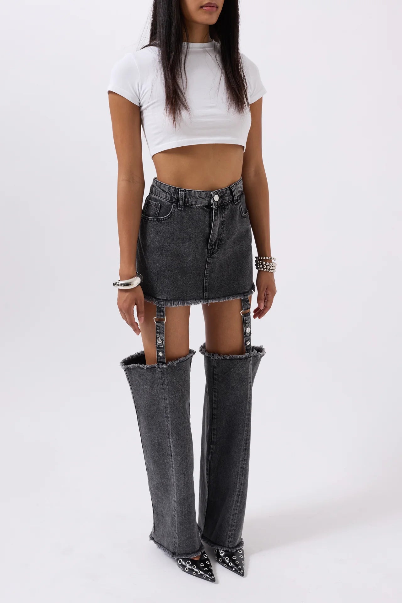 Leggings Detail High Waist Jeans