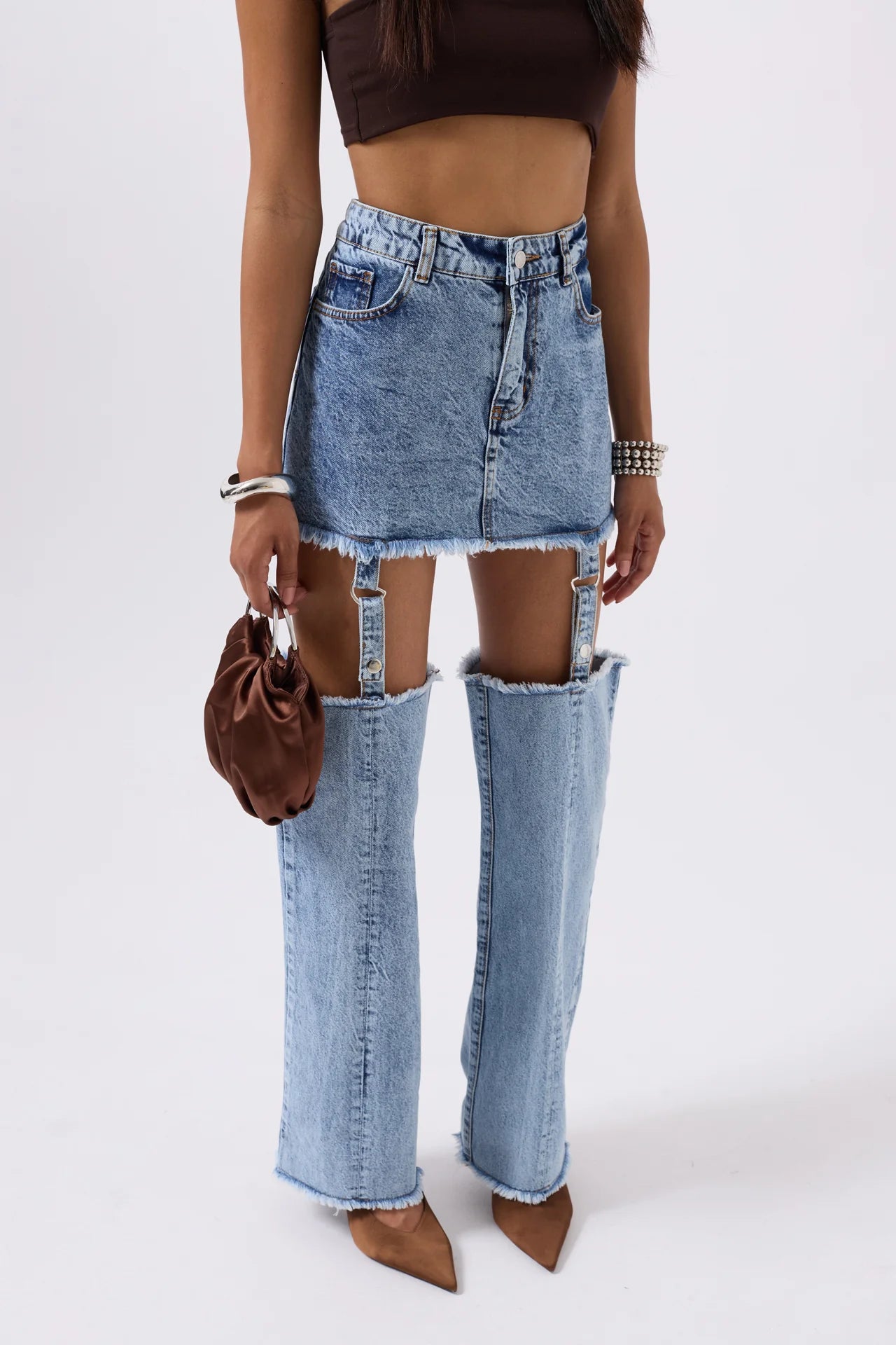 Leggings Detail High Waist Jeans