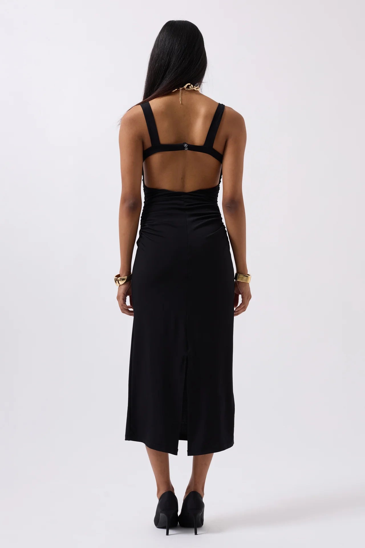 Slit Detail Backless Dress